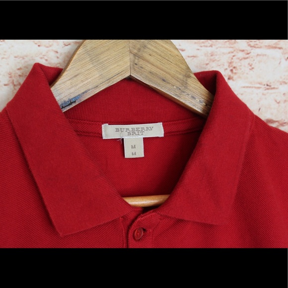 Burberry Brit | Mens Classic Red Polo - Picture 5 of 14